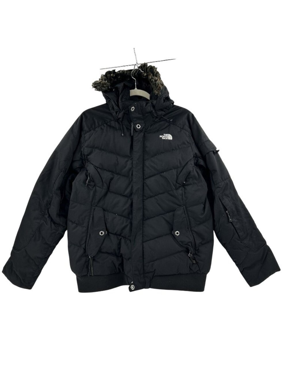 The North Face 600 Recco Puffer Goose Down Jacket Coat Women Large Faux Fur Hood